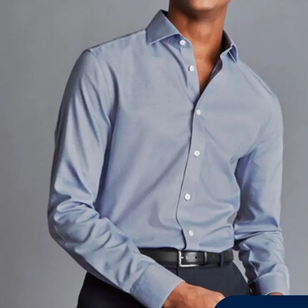 Charles Tyrwhitt Spread collar Non-Iron Richmond Weave Shirt - Indigo Blue nwt